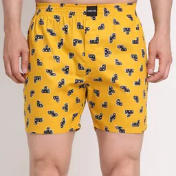 Big Fox Men Yellow Printed Pure Cotton Boxers-image-97