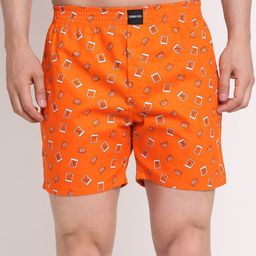 Big Fox Men Orange Printed Pure Cotton Boxers-image-74