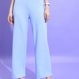 KETCH Women Mid-Rise Flat-Front Regular Fit Wide Leg Trousers-image-2