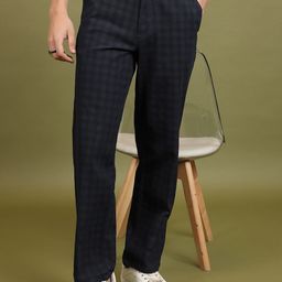 HIGHLANDER Men Checked Mid Rise Plain Regular Trousers-image-24