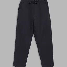 Blue Giraffe Boys Navy Blue Solid Trouser-image-93