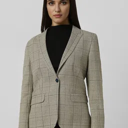 Van Heusen Women Checked Single Breasted Formal Blazer-picture-57