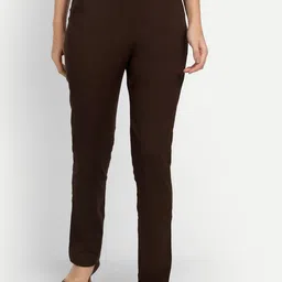 APELLA Plus Size Women Coffee Brown Regular Fit Solid Trousers-image-21
