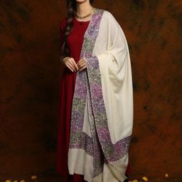 Exotic India Floral Embroidered Pure Wool Shawl-image-38