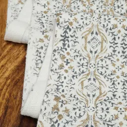 DESIGN GAATHA Cream-Color & Navy-Blue Printed Linen 6-Seater Table Runner image 3