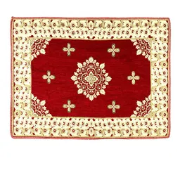 BELLA TRUE Red & Beige Woven-Design Rectangular Table Cover image 2