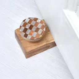 Indianshelf Brown & White Check Pattern Door Stopper image 2