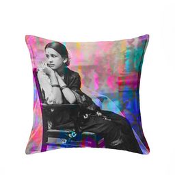 HOUZZCODE Pink & Black Set of 2 Conversational Square Cushion Covers image 2