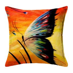 HOUZZCODE Red & Yellow Set of 2 Conversational Square Cushion Covers image 3