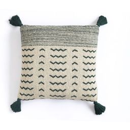 Pluchi Green & Off White Geometric Square Pure Cotton Knitted Cushion Cover-21