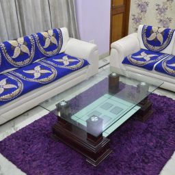 Cotton Floral 3+2 Seater Sofa Cover-image-66