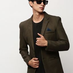 SHOWOFF Notched Lapel Slim-Fit Single Breasted Cotton Blazer-picture-58