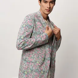 SHOWOFF Abstract Printed Slim-Fit Single-Breasted Cotton Blazer-image-73
