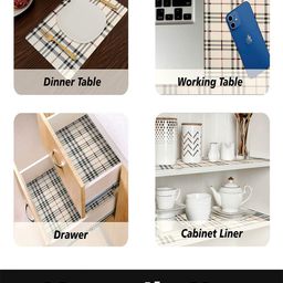 Kuber Industries Cream-Coloured 2 Pieces Check-Design Shelf Liner image 3