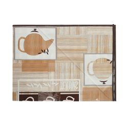 Kuber Industries Cream-Colored & Brown Kettle Printed 4-Seater Rectangular Table Cover image 3