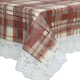 Dakshya Industries Brown Checked Printed Rectangular Table Covers image 3
