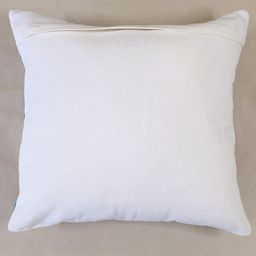 DESIGN GAATHA Cream-Coloured & Blue Palm Block Printed Cotton Square Cushion Cover image 2