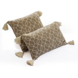Pluchi Brown & White Geometric Rectangle Pure Cotton Knitted Cushion Cover-26