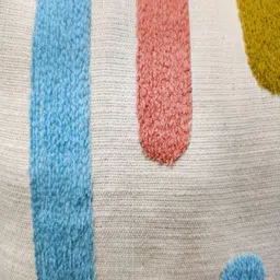 Good Vibes Cream-Coloured & Blue Set of 2 Embroidered Rectangle Cushion Covers image 2