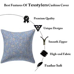 Texstylers Blue 5 Pieces Floral Square Cushion Covers image 4