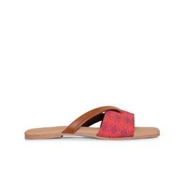 ZOUK Women Red Floral Printed Open Toe Flats with Bows image 3