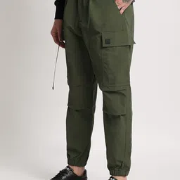THE BEAR HOUSE Men Loose Fit Mid-Rise Easy Wash Cargos Trousers-image-58