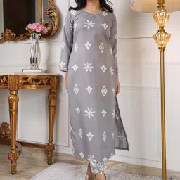 KALINI Floral Printed Regular Kurta With Trouser image 4