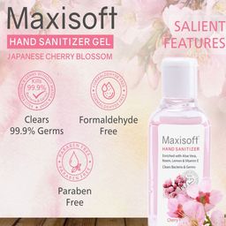 Maxisoft Set of 5 Japanese Cherry Blossom Hand Sanitizer with Aloe Vera & Neem-60 ml Each image 2