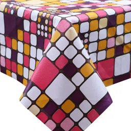 Dakshya Industries White & Purple Printed Rectangular 4-Seater Table Cover image 4