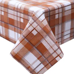 Dakshya Industries Brown & White Printed Rectangular 4-Seater Table Cover image 4