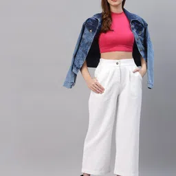 NEUDIS Women White Cotton Twill Parallel Trousers-image-53