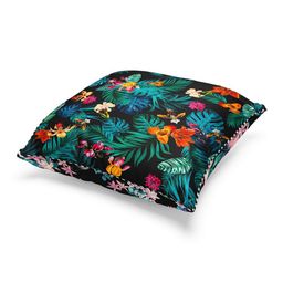 BIANCA Black & Multi Color Set Of 2 Floral Printed Square Cushion Covers image 4