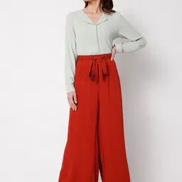 Vero Moda Women Red Flared High-Rise Trousers-picture-25