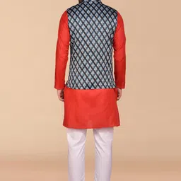 PRINTCULTR Regular Pure Cotton Kurta with Trousers & Nehru jacket image 4