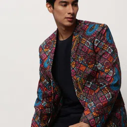 SHOWOFF Printed Notched Lapel Single Breasted Blazer-picture-9