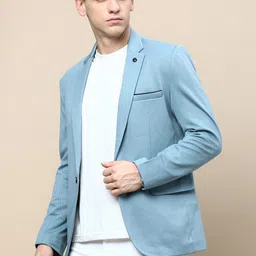 SHOWOFF Slim-Fit Single Breasted Cotton Blazer-picture-32