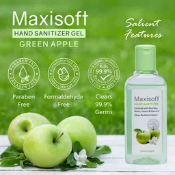 Maxisoft Set Of 4 Green Apple Hand Sanitizers To Clear Bacteria & Germs - 100ml Each image 2