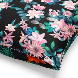 BIANCA Black & Multi Color Set Of 2 Floral Printed Square Cushion Covers image 3