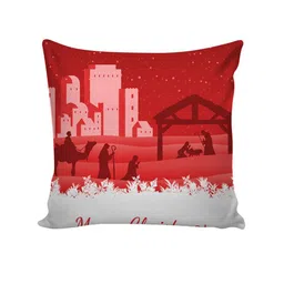 AEROHAVEN Set Of 5 Red & White Printed Christmas Square Cushion Covers image 4