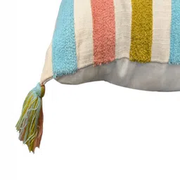 Good Vibes Cream-Coloured & Blue Set of 2 Embroidered Rectangle Cushion Covers image 4