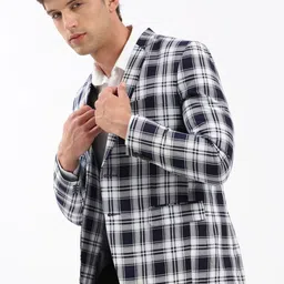 SHOWOFF Checked Slim-Fit Single-Breasted Casual Blazer-image-22
