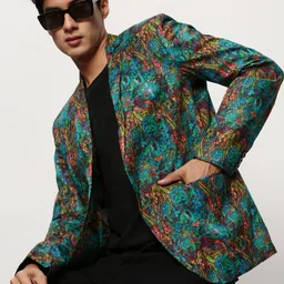 SHOWOFF Printed Notched Lapel Single Breasted Blazer-picture-11