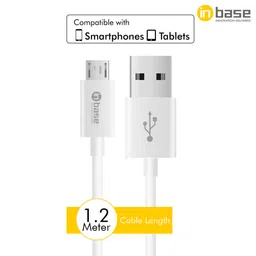 Inbase Type A 2-Port Fast Charger (Type A to Micro USB Cable, Multiple Protection, White) image 3
