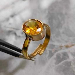 Panchdhatu Sunehla (Citrine) 3.25 Ratti 10.25 Ratti stone Ring for Men & Women Brass Topaz Gold Plated Ring-image-74
