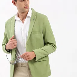SHOWOFF Slim-Fit Notched Lapel Collar Single-Breasted Blazer-image-15