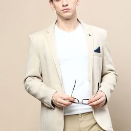 SHOWOFF Slim-Fit Notched Lapel Collar Single Breasted Casual Blazer-image-6