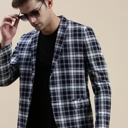 SHOWOFF Checked Slim-Fit Single Breasted Casual Blazers-image-21