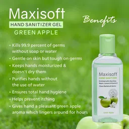 Maxisoft Set Of 4 Green Apple Hand Sanitizers To Clear Bacteria & Germs - 100ml Each image 3