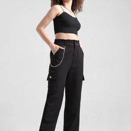 ONLY Women High-Rise Cargo Trousers With Chain-image-117