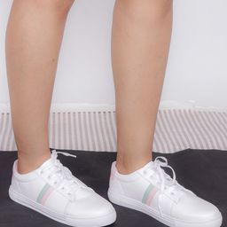 Shoetopia Women Off-White Sneakers-image-3